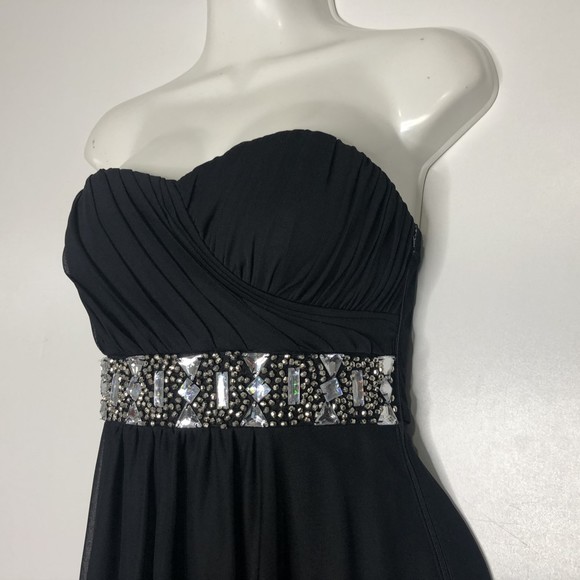 Sequin Hearts 3 Dress‎ Black Formal Maxi Rhinestone - Picture 3 of 5
